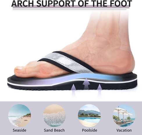 MEGNYA Comfortable Walking Flip Flops for Womens, Orthopedic Walking Sandals with Arch Support, Flat Feet Pain Relief Sandals for Beach, Summer, Pool in Saudi Arabia