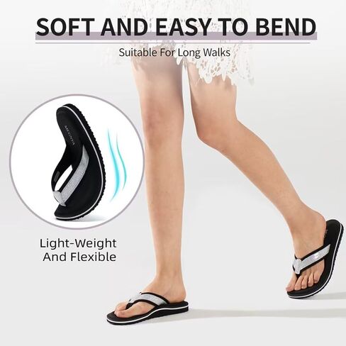 MEGNYA Comfortable Walking Flip Flops for Womens, Orthopedic Walking Sandals with Arch Support, Flat Feet Pain Relief Sandals for Beach, Summer, Pool in Saudi Arabia