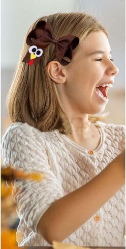Girls Halloween Pumpkin Hair Clip Hair Bow Hairpin Halloween Hair Accessories for Women Toddler Kids WJR39 (Brown Turkey) in Kuwait