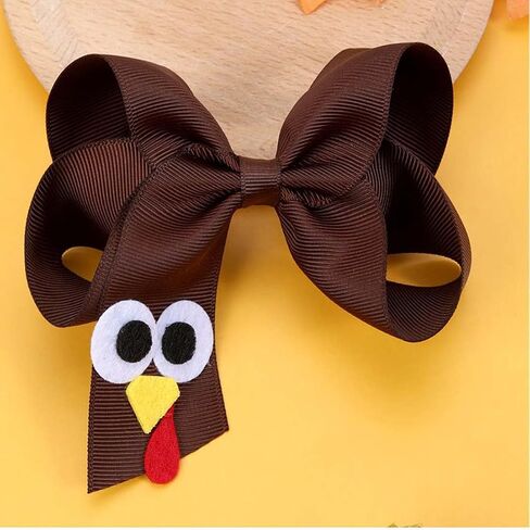 Girls Halloween Pumpkin Hair Clip Hair Bow Hairpin Halloween Hair Accessories for Women Toddler Kids WJR39 (Brown Turkey) in Kuwait
