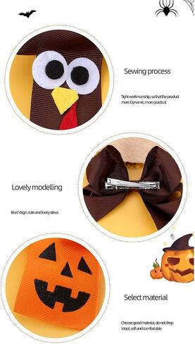 Girls Halloween Pumpkin Hair Clip Hair Bow Hairpin Halloween Hair Accessories for Women Toddler Kids WJR39 (Brown Turkey) in Kuwait