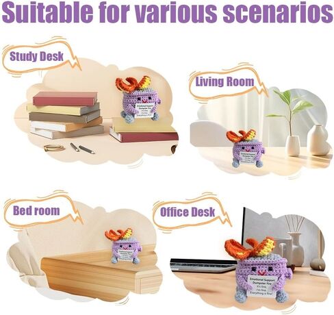 Emotional Support Crochet Dumpster Fire with Positive Card，Positive Room Decor Cute Knitted Toys Funny Crochet Support Buddies Gifts for Friends in Saudi Arabia