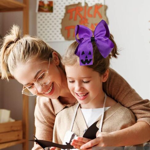 Girls Halloween Pumpkin Hair Clip Hair Bow Hairpin Halloween Hair Accessories for Women Toddler Kids WJR39 (Brown Turkey) in Kuwait