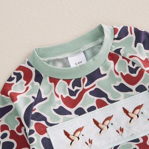 Pudcoco Duck Hunting Baby Clothes Infant Baby Boys Girls Camoflage Embroidered Mallard Duck Romper Jumpsuit in Kuwait