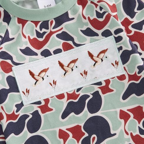 Pudcoco Duck Hunting Baby Clothes Infant Baby Boys Girls Camoflage Embroidered Mallard Duck Romper Jumpsuit in Kuwait