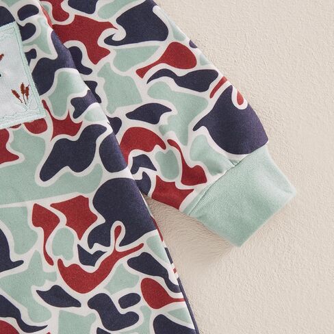 Pudcoco Duck Hunting Baby Clothes Infant Baby Boys Girls Camoflage Embroidered Mallard Duck Romper Jumpsuit in Kuwait