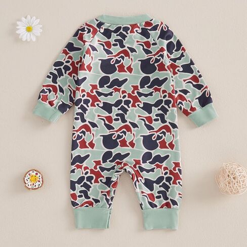 Pudcoco Duck Hunting Baby Clothes Infant Baby Boys Girls Camoflage Embroidered Mallard Duck Romper Jumpsuit in Kuwait