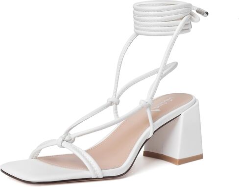 vivianly Women's Lace Up Chunky Heel Sandals Strappy Straps Ankle Wrap Heels in Kuwait