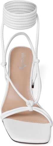 vivianly Women's Lace Up Chunky Heel Sandals Strappy Straps Ankle Wrap Heels in Kuwait
