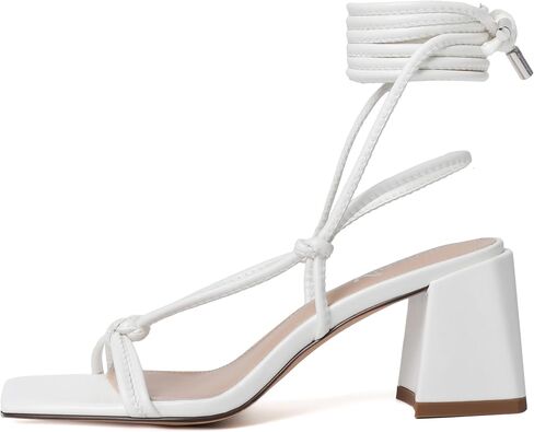 vivianly Women's Lace Up Chunky Heel Sandals Strappy Straps Ankle Wrap Heels in Kuwait