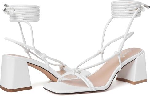 vivianly Women's Lace Up Chunky Heel Sandals Strappy Straps Ankle Wrap Heels in Kuwait