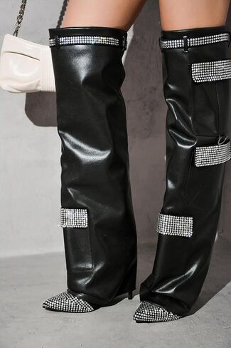 Cape Robbin Bunno Rhinestone Thigh High Fold Over Boots (Bunno) in Saudi Arabia