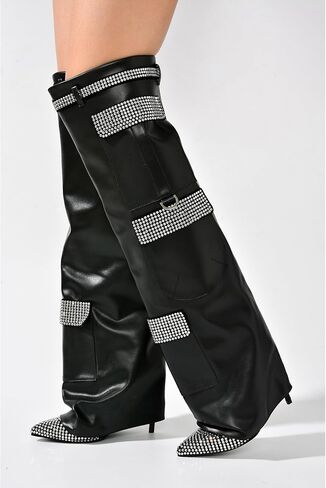 Cape Robbin Bunno Rhinestone Thigh High Fold Over Boots (Bunno) in Saudi Arabia