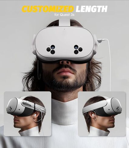 Orzero Type C Headphones Compatible for Quest 3S, Exclusively Designed for VR Headset with PD100W Type C Charging Adapter, Ensures Continuous Quick Charging – Black in Saudi Arabia