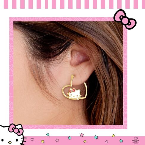 Sanrio Kuromi Earrings, Gold Tone Flash-Plated Hello Kitty Jewelry for Women Official License, Hello Kitty and Friends in Saudi Arabia
