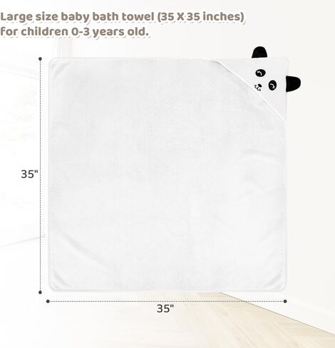 Microfiber Hooded Baby Bath Towel 34.6×34.6" Large Size. Soft and Comfortable, Unisex Baby Bath Towels. 2strips, a Must-Have for Newborns（Pandas, Dinosaurs. in Saudi Arabia