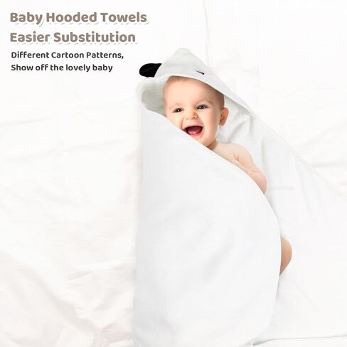 Microfiber Hooded Baby Bath Towel 34.6×34.6" Large Size. Soft and Comfortable, Unisex Baby Bath Towels. 2strips, a Must-Have for Newborns（Pandas, Dinosaurs. in Saudi Arabia