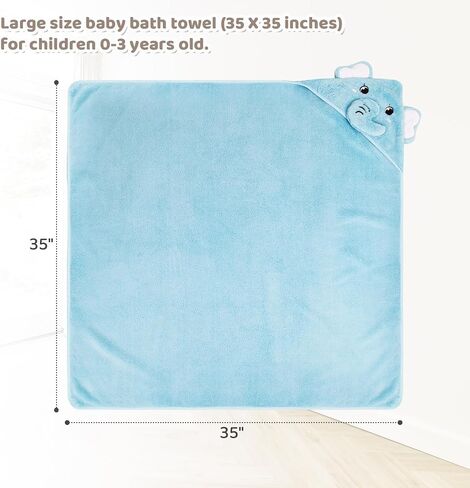 Microfiber Hooded Baby Bath Towel 34.6×34.6" Large Size. Soft and Comfortable, Unisex Baby Bath Towels. 2strips, a Must-Have for Newborns（Pandas, Dinosaurs. in Saudi Arabia