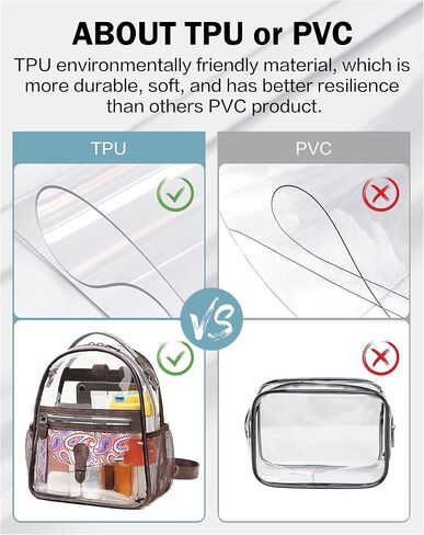 حقيبة ظهر صغيرة شفافة من FADEON للنساء، حقائب ظهر صغيرة، حقيبة شفافة مصممة على شكل حقيبة ظهر شفافة معتمدة من الاستاد باللون البني in Kuwait
