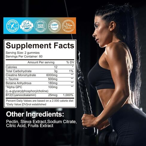 2 Pack Creatine Monohydrate Gummies for Men & Women 120 CT - 5000mg of Creatine Monohydrate per Serving - Sugar Free Chewable Creatine for Muscle Strength, Muscle Builder, Energy Boost in Saudi Arabia