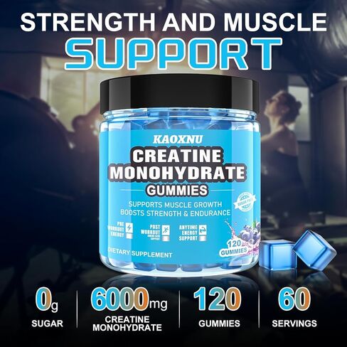 2 Pack Creatine Monohydrate Gummies for Men & Women 120 CT - 5000mg of Creatine Monohydrate per Serving - Sugar Free Chewable Creatine for Muscle Strength, Muscle Builder, Energy Boost in Saudi Arabia