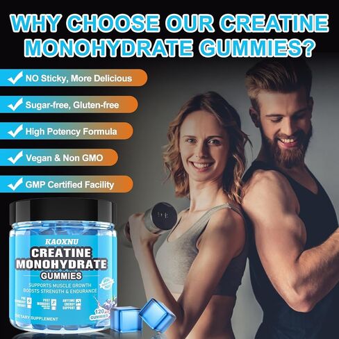 2 Pack Creatine Monohydrate Gummies for Men & Women 120 CT - 5000mg of Creatine Monohydrate per Serving - Sugar Free Chewable Creatine for Muscle Strength, Muscle Builder, Energy Boost in Saudi Arabia