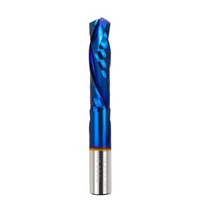 UP Cut Spiral Router Bits 1/4 Shank Router CNC Router Bits 1-1/4 inch Cutting Length with Nano Blue Coating Solid Carbide Tungsten Steel CNC End Mill 3 inch OVL for Wood Craving Cut.