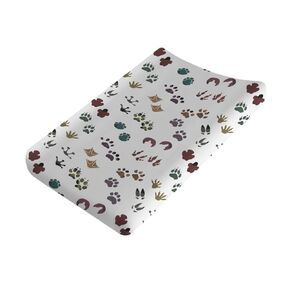 Woodland Animals Tracks Baby Changing Pad Cover Forest Animals Footprint Diaper Changing Table Sheets for Boy Girl Wild Animals Soft Stretch Fitted Baby Diaper Change Table Mats 32''x16''
