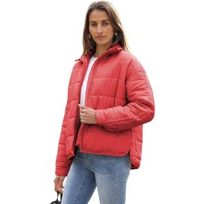 Freyhem Quilted Puffer Jacket Women Lightweight Short Zip Up Padded Coat with Pockets