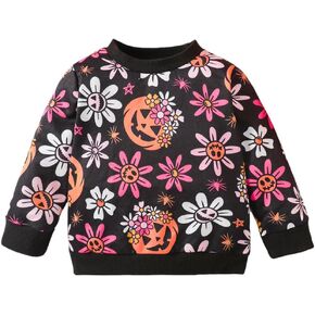 Goodplayer Toddler Baby Girl Halloween Sweatshirt Pumpkin Shirt Tops Long Sleeve Fall Clothes