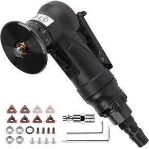 2 in 1 Pneumatic Chamfering Tool,Mini Handheld Air Chamfering Machine for Metal Wood Round Corner,45° Arc Corner Beveling Trimming (Black)