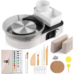 Pottery Wheel for Adults and Beginners - Complete Pottery Set with 6" Turntable with Two-Way Rotation, 2.2lb Clay, Art Supplies Sculpting Tools, Craft Gifts for Teens Kids Adults (Red)