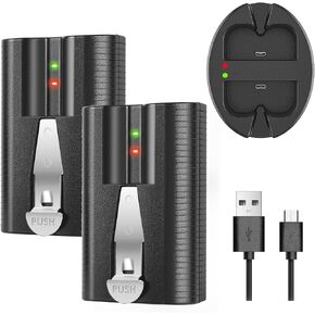 2Pack 6040mAh 3.65V Replacement for Ring Battery with Charger Station Compatible with Ring-Video Doorbell 2/3/4/3 Plus, Stick Up Cam Battery (2nd & 3rd Gen), Spotlight Cam and Peephole Cam Battery