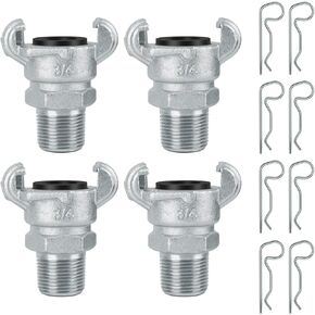 3/4 Air Hose Fitting Replacement Chicago Air Fitting, 0.75" NPT Male End Air Hose Fittings，Iron 2 Lug Universal Coupling Chicago Fitting - 4 Pack