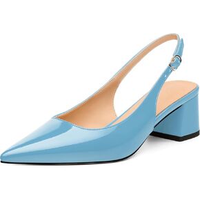 Womens Slingbacks, Pointed Toe Mid Block Heel Slingback Pumps for Women, Leather Insole Comfort Pumps 2"