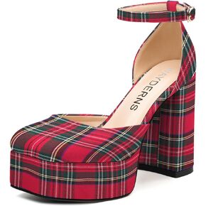 WAYDERNS كعب منصة للنساء كتلة عالية الكعب مغلق تو ساحة الكاحل حزام 4.3 بوصة مضخات موضة فستان الحفلات الأحذية in Kuwait