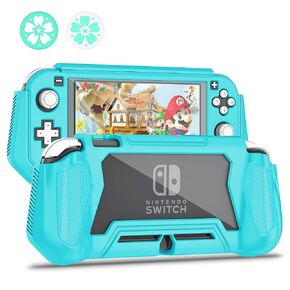 Switch Lite Case Protective Case for Nintendo Switch Lite, Case Compatible with Nintendo Switch Lite Hand Grip Case with Detachable TPU+Built-in PC Screen Protector & 2 x Thumb Grip Caps (Obsidian)