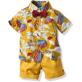 Joycebaby Toddler Baby Boys Clothes Outfits Hawaiian Aloha Short Sleeve Shirt and Pant Set
