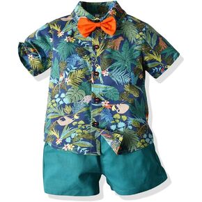 Joycebaby Toddler Baby Boys Clothes Outfits Hawaiian Aloha Short Sleeve Shirt and Pant Set
