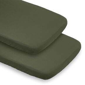 Sweet Jojo Designs Solid Dark Green Boy Girl Unisex/Gender Neutral Baby Bassinet Sheets Fitted Sheet Set Infant Newborn Nursery Oval Rectangle Hourglass Mattress 2p Solid Hunter for Woodland Camo