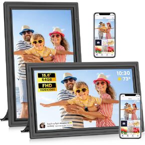 Uhale 2 Pack 15.6" Digital Picture Frame 64GB Storage 1920x1080 IPS FHD WiFi Electronic Photo Frame with Remote Control Support SD Card/USB Drive Share Photos/Videos Anywhere (No Touchscreen)