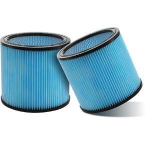 فلتر بديل 90304 متوافق مع Shop-Vac Shop Vac 90304، 90350، 90333،903-04-00، 9030400، يناسب معظم المكانس الكهربائية الرطبة/الجافة سعة 5 جالون وما فوق (عبوتان باللون الأزرق)