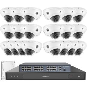 نظام كاميرا أمان ONWOTE 12MP NVR 32 قناة، 20x 4K كاميرات IP PoE مقاومة للتخريب، رؤية ليلية ملونة ذكية، 32CH NVR للأعمال 8 تيرابايت، 4 منافذ HDD تدعم 40 تيرابايت، 20x كابلات إيثرنت - 150 قدم 100 قدم 60 قدم