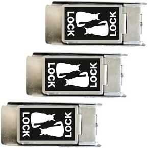 Sliding Door Lock 3 Pieces Set ｜Child Safety, Pet Safe, Security, Sliding Glass Door, Window Screen, Closet, Patio Door, Window, Cute Design ｜Silver Body (White Sticker)