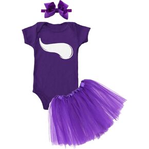 Viking Horn - State Proud Strong Pride Sports Baby Bodysuit + Tutu Skirt + Bow Headband Set