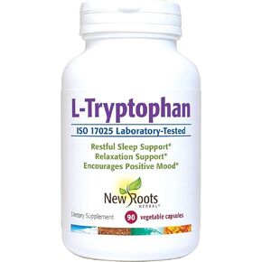 NEW ROOTS HERBAL - L-Tryptophan Supplement (90 Capsules) 220mg, Healthy Sleep, Mood and Stress Response Support – Gluten-Free, Non-GMO, Vegetarian