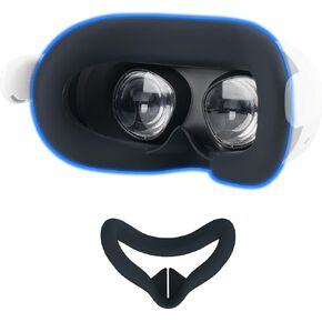Silicone Face Pad Cover for Meta Quest 3S Accessories, Oculus Quest 3S Original Headset Face Cushion Pad Mask with Nose Pads Replacement, Breathable, Light Blocker, Anti-Sweat and Anti-Slip