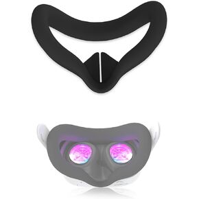 غطاء وسادة الوجه الواقي من السيليكون VR لملحقات سماعات الرأس الأصلية Meta Quest 3S، سهل التنظيف ومريح وصديق للبشرة (سيليكون أسود)