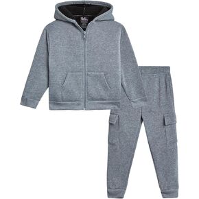 Toddler Boys' Sherpa Fleece Jogger Set - 2 Piece Basic Cozy Fully Sherpa Lined Hoodie and Sweatpants (Size: 2T-7)