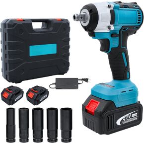 Cordless Impact Wrench 1/2 Brushless Impact Gun With 3000RPM & Max Torque 260 ft-lbs High Torque Gun w/ 2x 4.0Ah Battery & Charger